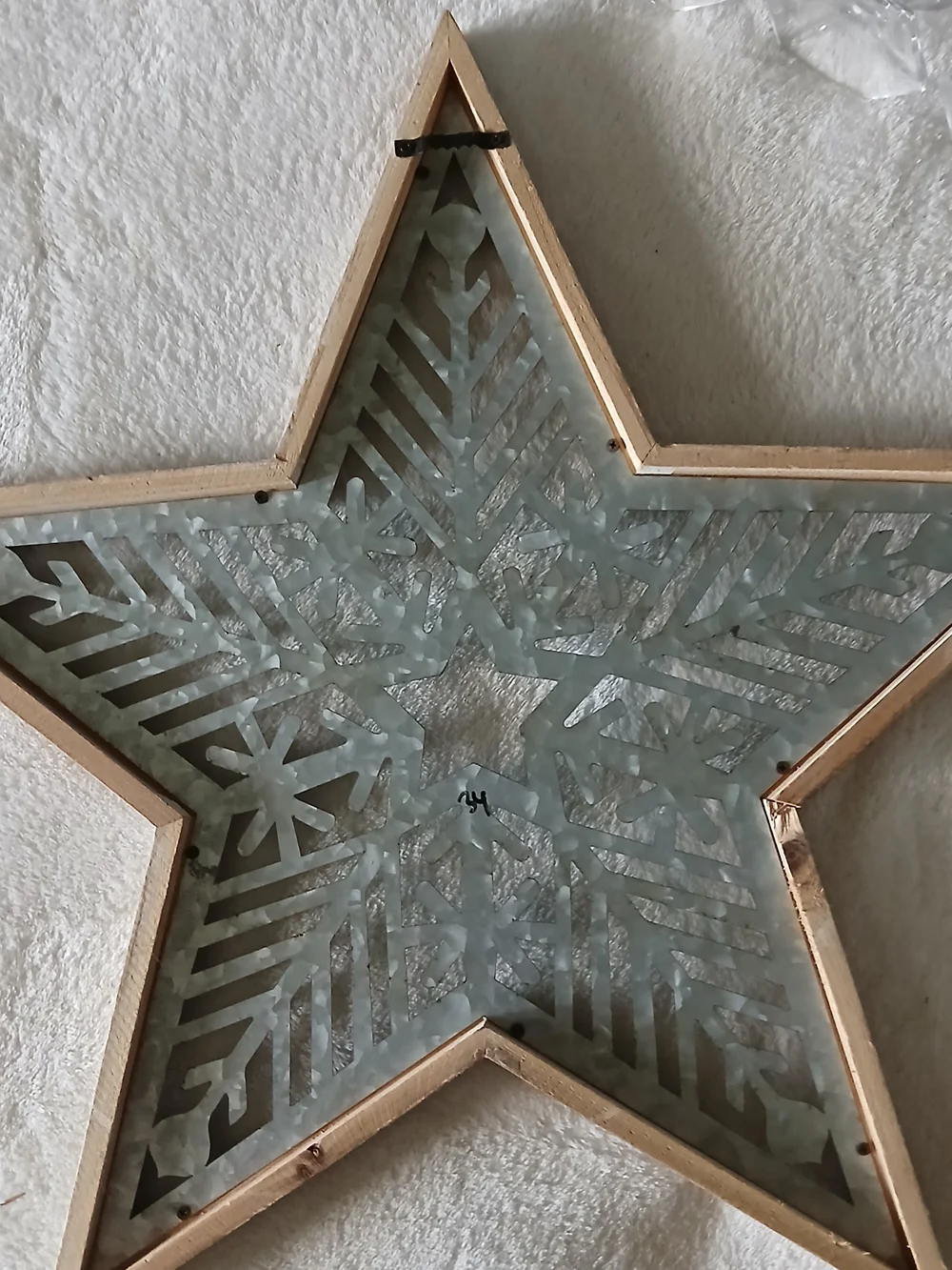 Rustic Wooden Star Wall Decor with Silver Metal Inlay [18